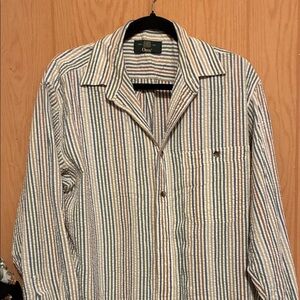 Orvis Men's Casual Striped Shirt - Blue and White